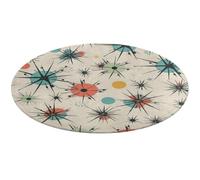 Atomic Stars Tapis rond doux et absorbant antidérapant Motif rétro pour chambre à coucher, salon, décoration d'intérieur 80 x 80 cm