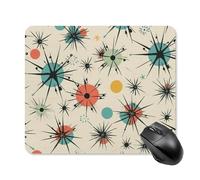 Atomic Tapis de souris carré avec base en caoutchouc antidérapant Motif étoiles rétro 25 x 30 cm Ultra-fin pour ordinateur portable Accessoires de bureau