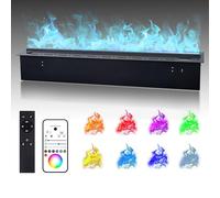 Atomisation de la cheminée électrique, humidificateur de flamme réaliste 3D avec télécommande d'application, remplissage automatique de l'eau, panneau ultra-mince de 70,87 pouces pour l'ambiance de bu