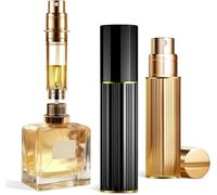 Atomiseur De Parfum Portable Rechargeable - Flacon Pulvérisateur De Voyage Vide De 5 Ml, Nano - Brume, Remplissage Par Le Bas, Distributeur De Cologne De Poche Pour Homme Et Femme (Noir Et Or