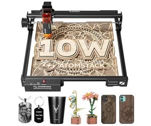ATOMSTACK 10W Graveur laser découpeur laser A10 PRO V2 0,06 mm machine de gravure laser de haute précision pour le bois et le métal, l'acrylique foncé, le verre, le cuir