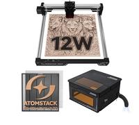 AtomStack 12W Graveur Laser avec F4N Plateau Nid d'Abeille (400x400mm) et FB2 Caisson de Protection (74x76x42cm), Tente Ignifuge et Pliable Compatible avec la Plupart des Graveurs