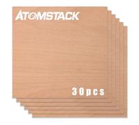 ATOMSTACK 30 pièces 30 x 30 cm contreplaqué de hêtre rouge sélectionné, certifié grain de montagne naturel, découpé au laser et sculpté, découpé CNC, peint, bricolage, découpes, panneau familial