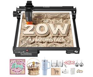 ATOMSTACK A20 PRO V2 Graveur laser 20 W, machine de gravure laser de haute précision pour cadeaux personnalisés, cartes de visite, bois, métal, acrylique, cuir (noir)