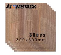 ATOMSTACK Lot de 30 plaques de bois vides en bois non traité pour gravure laser bricolage artisanat bois pyrographie contreplaqué épissé noyer noir 30 x 30 cm
