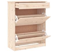 ATOMSTACK MAKER Armoire à chaussures ALTA en pin massif non traité (77 x 35 x 96 cm), 2 portes battantes + 1 tiroir, design rustique pour couloir et entrée - avec poignées en bois et support mural