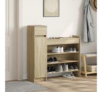 ATOMSTACK MAKER Armoire à chaussures en bois de chêne Sonoma - 100,5 x 28 x 100 cm - Avec 2 portes, 1 tiroir et 4 étagères pour jusqu'à 10 paires de chaussures, construction stable, fixation murale