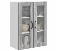 ATOMSTACK MAKER Armoire de cuisine en bois - 60 x 31 x 80 cm - Sonoma gris - Avec portes coulissantes et plusieurs compartiments - Armoire murale moderne pour l'ordre dans la cuisine (montage