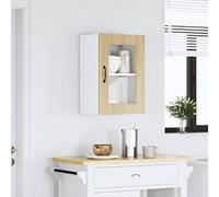 ATOMSTACK MAKER Armoire de cuisine suspendue avec porte en verre, 40 x 31 x 60 cm, aspect chêne Sonoma, bois et verre de sécurité, max. 50 kg, pour cuisine, salon et couloir - Série Kalmar