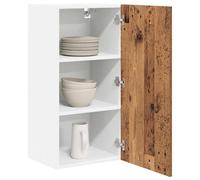 ATOMSTACK MAKER Armoire de cuisine suspendue, style vintage, bois vieilli et blanc, 40 x 31 x 80 cm, en bois avec porte, max. 60 kg, pour cuisine moderne, matériel de montage inclus