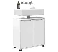 ATOMSTACK MAKER Armoire de salle de bain 60 x 30 x 60 cm, blanc brillant, résistant à l'humidité, en bois, avec 2 étagères réglables en hauteur et 2 portes à charnière, moderne, spacieuse, montage