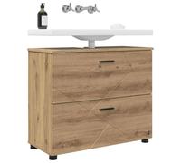 ATOMSTACK MAKER Armoire de salle de bain 76,5 x 35 x 64 cm en chêne Artisan avec pieds en métal noir, 2 portes et tiroir, résistant à l'humidité, peu encombrant pour petite salle de bain