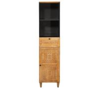 ATOMSTACK MAKER Armoire de salle de bain avec porte et tiroir, marron clair, 38 x 33 x 160 cm, gain de place, matériau en bois, design moderne pour petite salle de bain