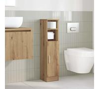 ATOMSTACK MAKER Armoire de salle de bain avec porte-papier toilette, 20,5 x 22 x 90 cm, chêne artisanal, gain de place, montage gauche/droite, capacité de charge de 60 kg, pour petite salle de bain