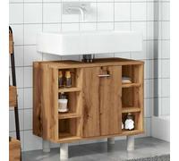 ATOMSTACK MAKER Armoire de salle de bain en chêne Artisan 60 x 32 x 53,5 cm avec 7 compartiments et porte - Armoire en bois résistant à l'humidité pour un espace de rangement ordonné - Support mural