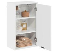 ATOMSTACK MAKER Armoire de salle de bain murale brillante, 39 x 23,5 x 65 cm, blanc, bois et métal, 2 portes avec poignées noires, peu encombrant, pour petite salle de bain