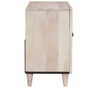 ATOMSTACK MAKER Armoire de salle de bain murale en bois massif de mangue, 62 x 33 x 58 cm, blanc, avec 2 portes et poignées à boutons, rustique, moderne, peu encombrant, pour petites salles de bain