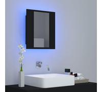 ATOMSTACK MAKER Armoire de salle de bain RVB avec miroir acrylique, matériau en bois, noir, 40 x 12 x 45 cm, 2 étagères, capacité de charge 60 kg, port USB, pour salle de bain moderne