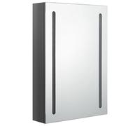 ATOMSTACK MAKER Armoire miroir de salle de bain, 50 x 13 x 70 cm, gris brillant, MDF + mélamine, 2 lumières, 3 étagères, charnière tampon, port USB (5 V) - moderne et fonctionnel