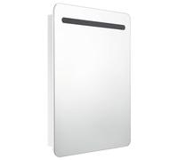 ATOMSTACK MAKER Armoire miroir de salle de bain 60 x 11 x 80 cm, blanc brillant, avec éclairage USB, 2 étagères, charnière tampon, MDF/mélamine/verre - Moderne et fonctionnel pour salle de bain
