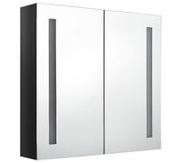 ATOMSTACK MAKER Armoire miroir de salle de bain 62 x 14 x 60 cm, noir brillant, MDF + mélamine, 2 barres, 3 étagères, port USB (bloc d'alimentation non inclus), pour le maquillage et le rasage