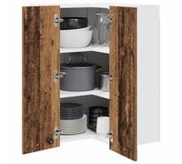 ATOMSTACK MAKER Armoire murale d'angle en bois (bois ancien et blanc, 57 x 57 x 80 cm), capacité de charge de 60 kg, rangement de cuisine peu encombrant avec design minimaliste moderne, montage