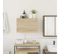 ATOMSTACK MAKER Armoire murale de salle de bain 60 x 25 x 40 cm en chêne Sonoma - Armoire en bois résistant à l'humidité avec porte à ressort à gaz à fermeture douce pour salle de bain, cuisine et