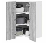 ATOMSTACK MAKER Armoire suspendue d'angle gris sonoma/blanc, 57 x 57 x 80 cm, en bois robuste - Armoire de cuisine moderne et peu encombrante avec beaucoup d'espace de rangement et capacité de charge