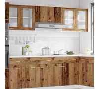 ATOMSTACK MAKER Armoire suspendue en verre Lyon avec porte en verre, aspect bois vieilli (80 x 31 x 60 cm), armoire de cuisine murale en bois et verre de sécurité, charge maximale de 60 kg