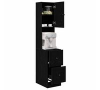 ATOMSTACK MAKER Buffet de cuisine noir aspect chêne (32 x 50 x 180 cm) avec 3 étagères et 1 porte - Buffet moderne en bois pour cuisine/salle à manger - Montage facile, intérieur