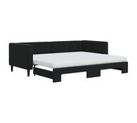 ATOMSTACK MAKER Canapé-lit pliable 2 en 1 avec 2 matelas en mousse (90 x 200 cm), tapissé en velours noir, design moderne minimaliste, idéal pour salon ou chambre à coucher - Structure en bois et