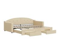 ATOMSTACK MAKER Canapé-lit pliable 2 en 1 avec 2 tiroirs de rangement, tapissé en velours crème, structure en bois et métal, 223 x 100 x 75 cm (sans extension), idéal pour les petits espaces