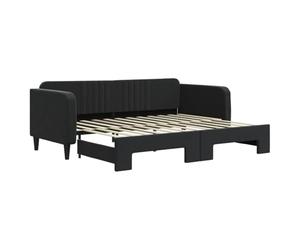 ATOMSTACK MAKER Canapé-lit pliable 2 en 1 noir en velours, 90 x 200 cm, avec structure en bois et métal, lattes en contreplaqué, idéal pour les études et les visites, montage facile