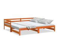 ATOMSTACK MAKER Canapé-lit pliable 90 x 200 cm en bois de pin massif teinté en marron ciré, avec tiroir coulissant et espace de rangement inférieur, idéal pour chambre ou salon (sans matelas)