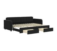 ATOMSTACK MAKER Canapé pliable 2 en 1 en velours noir, lit quotidien avec 2 tiroirs coulissants, idéal pour chambre ou invités, 80 x 200 cm, structure en bois et métal