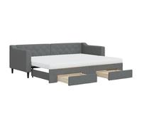 ATOMSTACK MAKER Chaise longue 2-en-1 pliable avec rangement intégré, canapé-lit gris foncé pour invités (223 x 90 x 67 cm), comprend 2 matelas en mousse 80 x 200 x 10 cm, structure en bois et métal