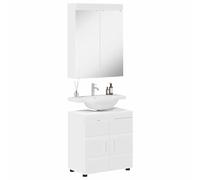 ATOMSTACK MAKER Ensemble armoire de salle de bain Tulum avec 4 portes et miroir (60 x 34 x 63 cm), blanc mat, matériau en bois, 5 étagères - Meuble de salle de bain moderne pour beaucoup d'espace de