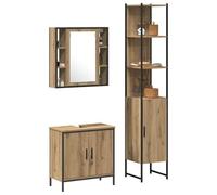 ATOMSTACK MAKER Ensemble de 3 armoires de salle de bain avec meuble sous lavabo, armoire à miroir et armoire haute, en bois, marron, 33 x 33 x 185,5 cm, 13 étagères, portes encastrées, pour intérieur
