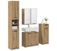 ATOMSTACK MAKER Ensemble de 4 armoires de salle de bain avec miroir, tiroir et 2 étagères - Matériau en bois de chêne artisanal, 64,5 x 33,5 x 59 cm, design moderne pour petites et grandes salles de