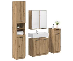 ATOMSTACK MAKER Ensemble de 4 armoires de salle de bain avec miroir, tiroir et 2 étagères - Matériau en bois de chêne artisanal, 64,5 x 33,5 x 59 cm, design moderne pour petites et grandes salles de