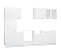 ATOMSTACK MAKER Ensemble de cuisine 8 pièces Lyon en blanc - Bois et verre, modulable pour dispositions de cuisine personnalisées (40-80 x 31-57 x 60-207 cm), comprend réfrigérateur, four, évier et