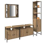 ATOMSTACK MAKER Ensemble de meubles de salle de bain 4 pièces avec armoire à miroir, 2 armoires inférieures et armoire haute, chêne artisanal, montage mural, 33-80 cm de large, pour petites et