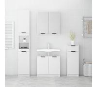 ATOMSTACK MAKER Ensemble de meubles de salle de bain 4 pièces blanc - Armoire sur pied + 2 armoires inférieures + armoire miroir (32-188,5 cm), bois résistant à l'humidité, beaucoup d'espace de