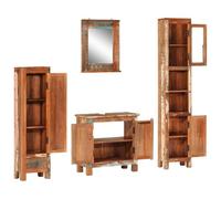 ATOMSTACK MAKER Ensemble de meubles de salle de bain 4 pièces en bois vieilli massif : meuble sous lavabo (60 x 30 x 60 cm) + 2 armoires sur pied + miroir (48 x 55 cm) - rustique, stable et individuel