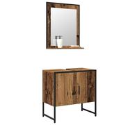 ATOMSTACK MAKER Ensemble de meubles de salle de bain muraux avec miroir (50 x 60 cm) et meuble bas (60 x 33 x 60 cm), bois marron, 2 pièces, moderne, peu encombrant, pour petites et grandes salles de