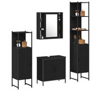 ATOMSTACK MAKER Ensemble de meubles de salle de bain noir 4 pièces avec armoire haute, meuble sous lavabo et armoire à miroir - Matériau bois, montage mural, design moderne (33-60 cm de largeur)