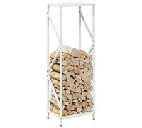 ATOMSTACK MAKER Étagère à bûches en acier laminé à froid - Blanc - 34 x 25 x 100 cm - Charge maximale de 100 kg - Robuste et stable pour cheminée, salon et jardin - Matériel de montage inclus
