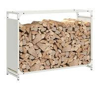 ATOMSTACK MAKER Étagère à bûches en acier laminé à froid - Support à bûches de cheminée blanc avec circulation d'air (90 x 28 x 65 cm, capacité de charge de 100 kg) pour salon, cheminée et jardin