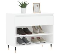 ATOMSTACK MAKER Étagère à chaussures blanche 70 x 36 x 60 cm - En bois et pieds en métal - 1 tiroir + 2 compartiments - Rangement à chaussures anti-poussière pour couloir/entrée - Facile à nettoyer et