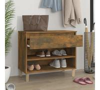 ATOMSTACK MAKER Étagère à chaussures en bois et eucalyptus - 70 x 36 x 60 cm - 2 compartiments + tiroir - Plateau supérieur stable - Chêne fumé - Rangement à chaussures sans poussière pour couloir et